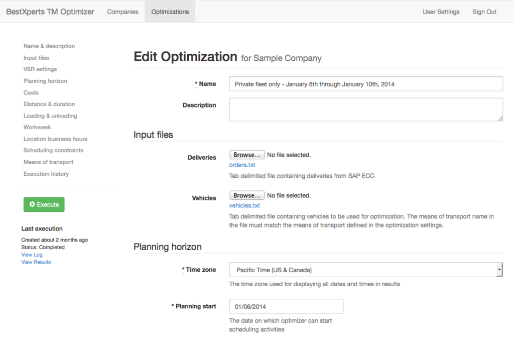 SAP Transportation Management Optimization