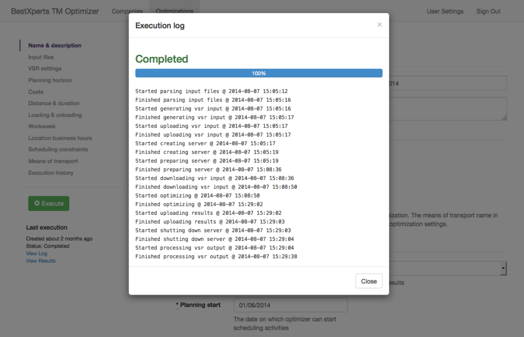 SAP Transportation Management Optimization Execution