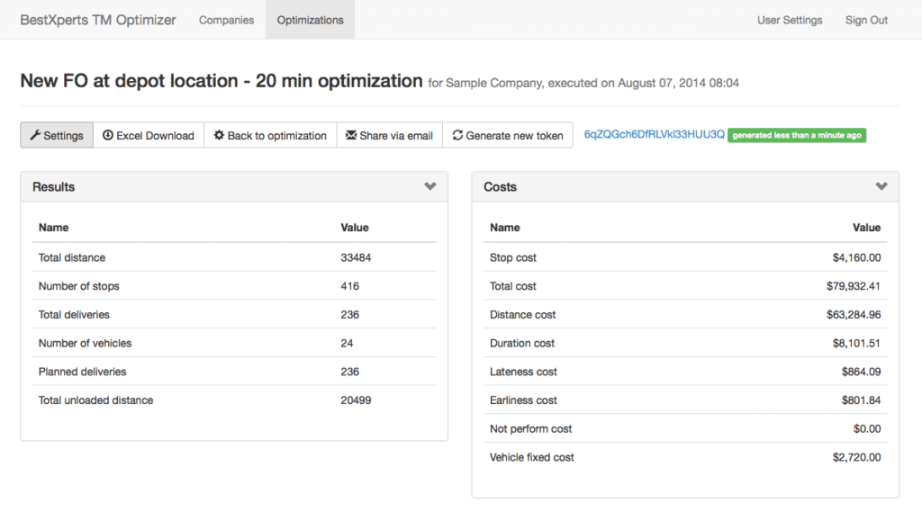 SAP Transportation Management Optimization Statistics