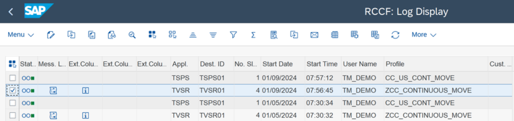 SAP Transportation Management optimizer log display